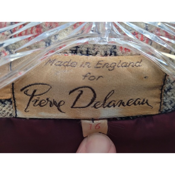 Vintage 1950s/60s Pierre Delaneau Martha West Wool Trench Coat Pockets Sz 16 - Picture 5 of 14